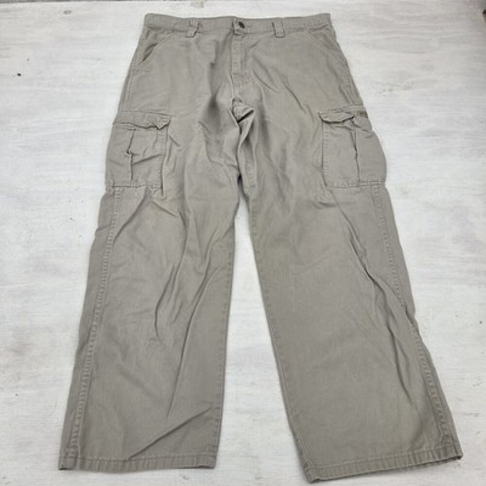 Wrangler Workwear Cargo Pants Mens 36x30 Beige Relaxed Fit Straight Leg Casual